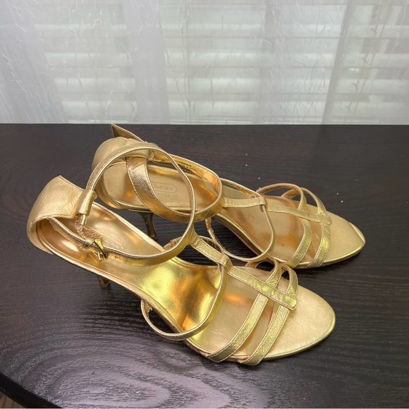 Coach, metallic gold strap he sandals, size 8 B. #002 - Picture 3 of 13